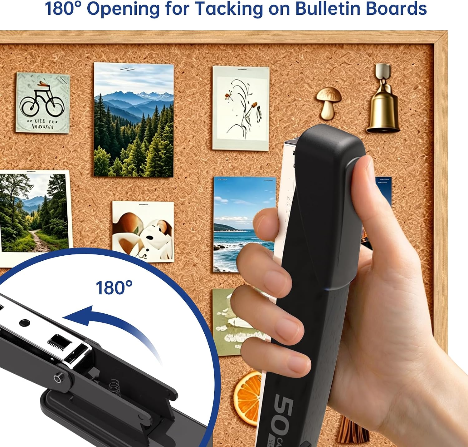 Metal Stapler Heavy Duty - 50 Sheet Capacity with 2000 Pieces 1/4", 5/16" Staples and Staple Remover, No Jam, Non-Slip, Stapler Heavy Duty for Desk, Classroom and Office, Black - Image 7
